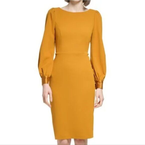 BRAND NEW CALVIN KLEIN WOMEN'S BUBBLE SLEEVE SHIFT DRESS - Picture 1 of 16